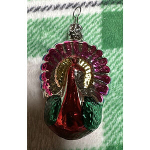 Vintage Mercury Glass Peacock Christmas Ornament 3"